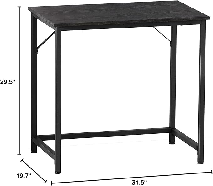 VASAGLE Computer Desk, Gaming Desk, Home Office Desk, for Small Spaces, 19.7 x 31.5 x 29.5 Inches, Industrial Style, Metal Frame, Black with Wood Grain ULWD038B56