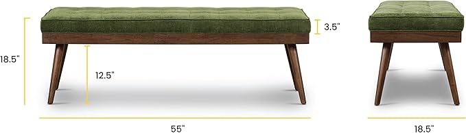 POLY & BARK Luca Bench in Distressed Green Velvet