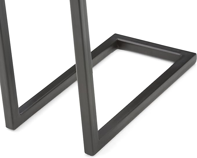 SIMPLIHOME Skyler 18-inch Wide Solid Mango/Metal Industrial C-Shaped End Table in Dark Cognac Brown/Black for Living Room, Office, or Bedroom, Assembled