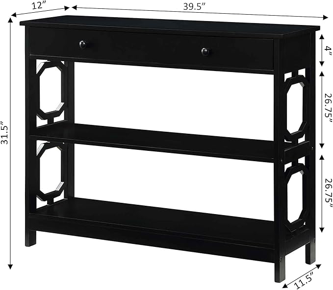 Convenience Concepts Omega 1 Drawer Console Table, Black