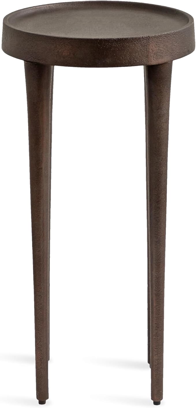 Kate and Laurel Rava Modern Metal Round Drink Table, 10 x 10 x 21, Bronze, Cast Aluminum Accent Table for Use as Indoor Plant Stand or Living Room Decor Piece