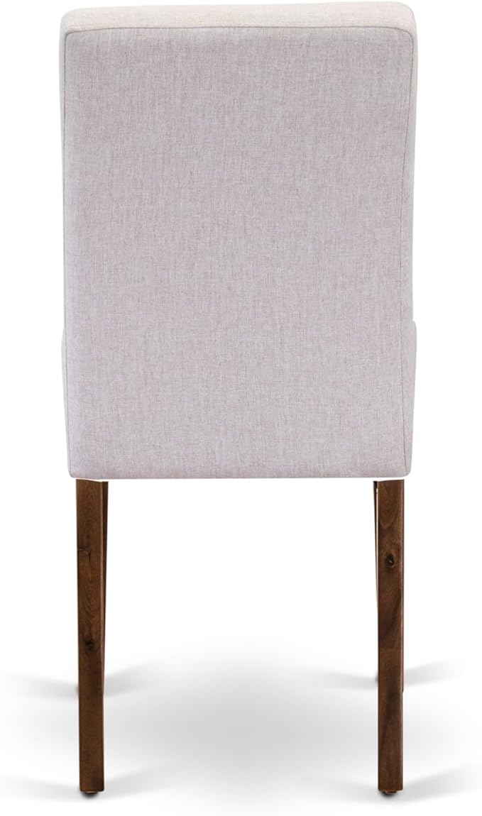 East West Furniture ANAS5-AWA-08 5 Piece Mid Century Dining Table Set Consists A Kitchen Table and 4 Mist Beige Polyester Fabric Dining Chairs, Antique Walnut