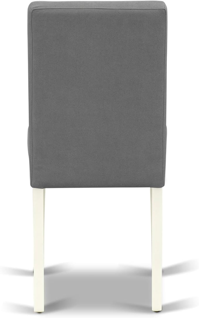 East West Furniture ANAS5-LWH-41 5 Piece Dining Table Set contain A Dinner Table and 4 Platinum Gray Polyester Fabric Kitchen Chairs with Stylish Back- Linen White Finish