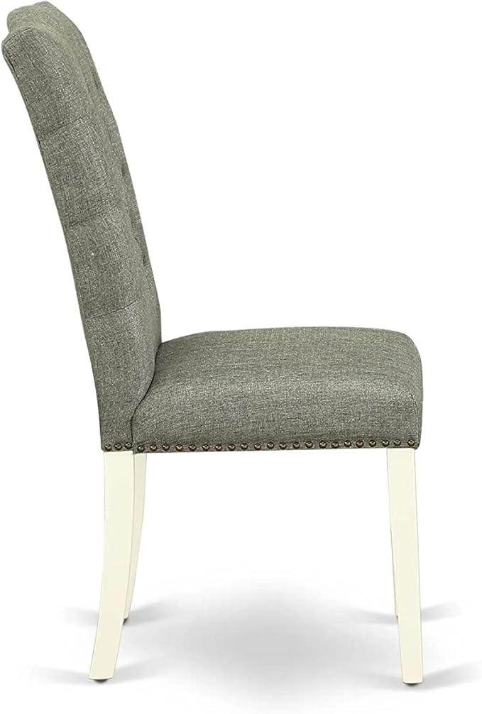 East West Furniture X027EL207-6 6 Piece Dining Set Contains a Rectangle Dining Room Table with X-Legs and 4 Gray Linen Fabric Parson Chairs with a Bench, 40x72 Inch, Multi-Color