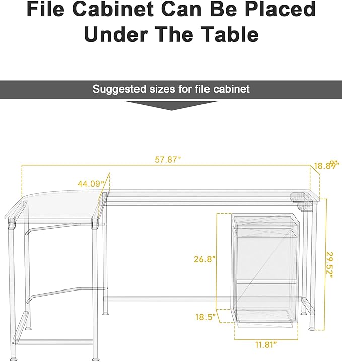 Teraves Modern L Shaped Gaming Desk 58'' Corner Computer Desk for Home Office Gaming Table Study Writing Workstation for Small Space, Easy to Assemble
