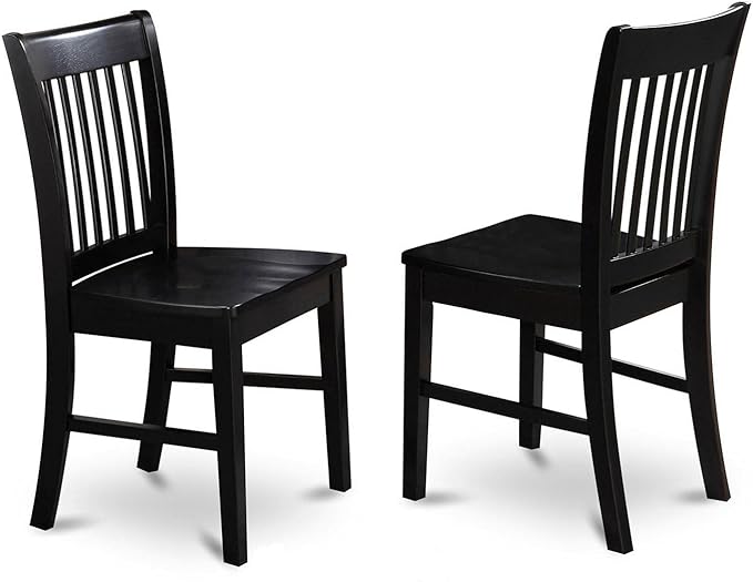East West Furniture DLNO5-BLK-W 5 Piece Dinette Set for 4 Includes a Round Dining Room Table with Dropleaf and 4 Kitchen Dining Chairs, 42x42 Inch, Black
