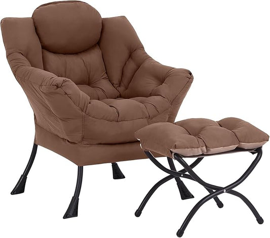 LITA Modern Accent Leisure Upholstered Sofa Chair, Contemporary Lounge Reading Chair with Armrests and a Side Pocket for Living Room, Bedroom & Small Space, Dark Brown