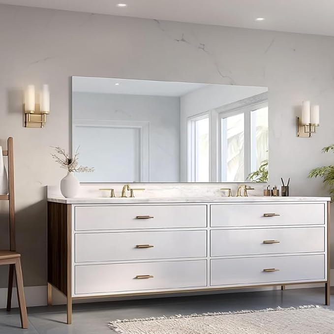 KOCUUY Large Frameless Mirror,60x30 Inch Rectangle Bathroom Vanity Mirror for Over Sink, Upgraded Shatterproof Unframed Design for Bedroom, Living Room, Entryway