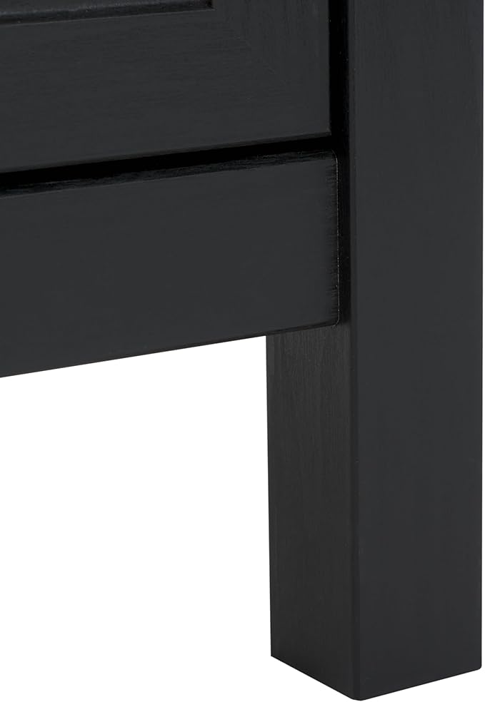 SAFAVIEH Evane TV Stand for up to 65" Flatscreen – Black & Natural, 2 Doors with Interior Storage, 2 Open Shelves, Entertainment Media Console (MED9629B)