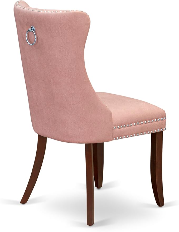 East West Furniture DODA5-MAH-23 5 Piece Dining Room Set Consists of a Rectangle Wooden Table with Butterfly Leaf and 4 Polyester Fabric Upholstered Chairs, 42x78 Inch, Mahogany