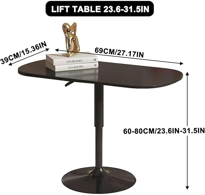 Adjustable Height Couch Side Table, 23.5"-31.5" Height Laptop Table for Couch, TV, Reading, Drinks, Working, Black