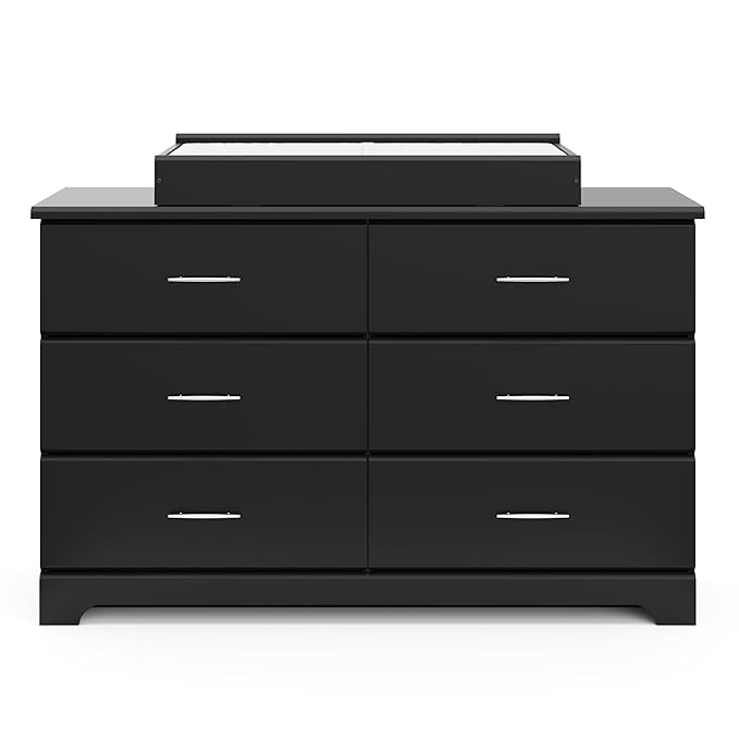 Storkcraft Brookside 6-Drawer Dresser (Black) – GREENGUARD Gold Certified, Nursery & Kids Storage, Nursery Essentials, Kids Room Storage, Durable Bedroom Dresser