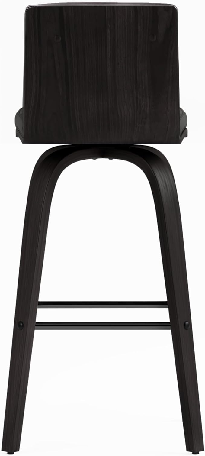 Armen Living Vienna 26" Swivel Counter Stool in Black Wood Finish with Gray Faux Leather - Set of 4
