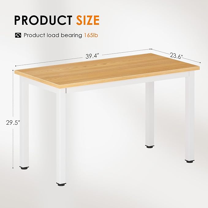 DlandHome 39 inches Small Computer Desk for Home Office Activity Table Writing Table for Small Spaces Study Table Student Laptop Desk (39 inch, Teak + White)