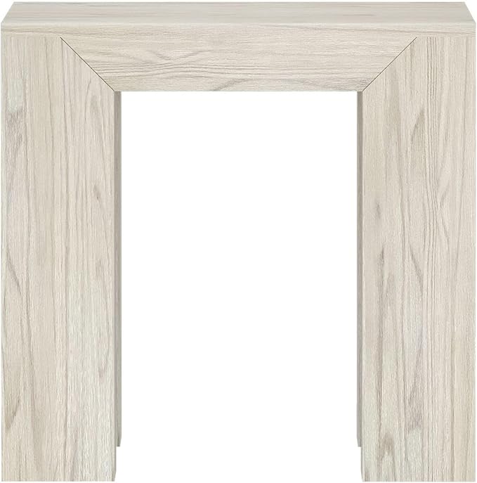 Plank+Beam Modern Rectangular Side Table, Slim Side Table for Living Room, Narrow Nightstand for Small Spaces, Wood End Table for Bedroom, White Sand Wirebrush
