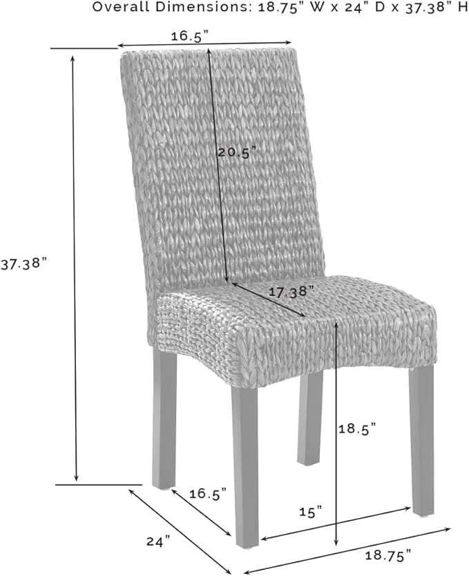 Crosley Furniture Edgewater Handwoven Natural Fiber Rattan Dining Chairs Set of 2, Seagrass