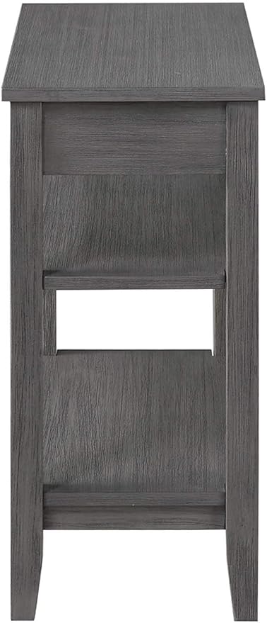 Convenience Concepts American Heritage Chairside End Table with Drawer 23.5" - Classic Living Room Table with Storage Shelf, Bedroom Nightstand, Wirebrush Dark Gray
