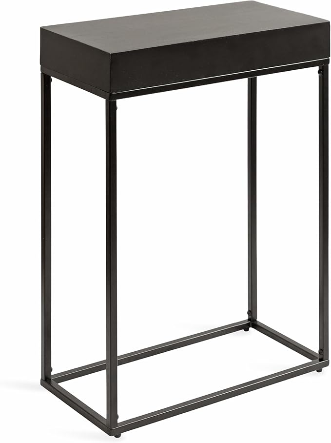 Kate and Laurel Karlsen Modern Wood and Metal Narrow Side Table; 16 x 8 x 24; Black; Minimal Slim End Table for Use as Bedroom Nightstand or Accent Entryway Table