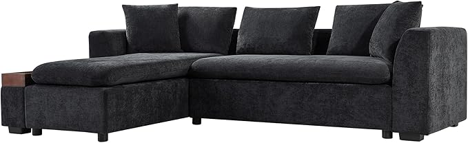 Ball & Cast Modular L-Shaped Sectional Sofa with Storage - 93.8" Chenille Fabric Couch, Deep Seating & Matching Pillows, Modern Living Room Furniture,Blue