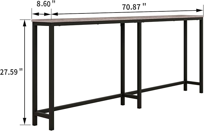 HOMERECOMMEND Sofa Tables Console Table with USB Ports,Behind Couch Table with Oulets & USB Ports,Narrow Entryway Table, Skinny Hallway Tables,Grey