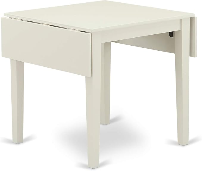 East West Furniture NDGR5-LWH-W 5 Piece Dining Room Furniture Set Includes a Rectangle Kitchen Table with Dropleaf and 4 Dining Chairs, 30x48 Inch, Linen White