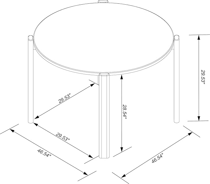 Manhattan Comfort Gales 46-Inch Mid Century Modern Round Dining Table for 2-4 Person, Minimalist Home Furniture with Solid Eucalyptus Wood Legs, Matte Black