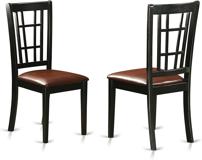 East West Furniture SUNI5-BCH-LC 5 Piece Dining Table Set for 4 Includes a Round Kitchen Table with Dropleaf & Shelves and 4 Faux Leather Kitchen Dining Chairs, 42x42 Inch, Black & Cherry