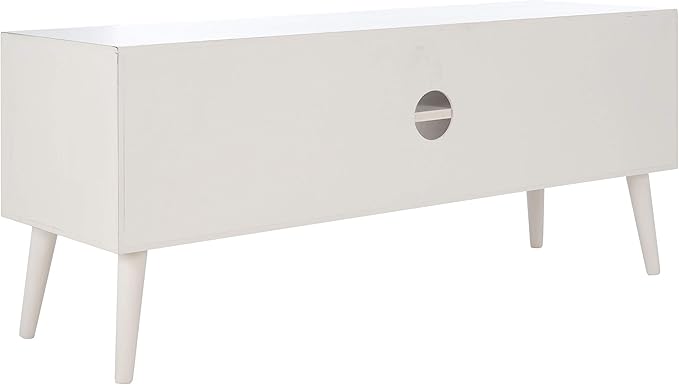 SAFAVIEH Sorrel TV Stand for up to 55" Flatscreen – Distressed White, 2 Doors with Interior Storage, 2 Open Shelves, Entertainment Media Console (MED5701A)