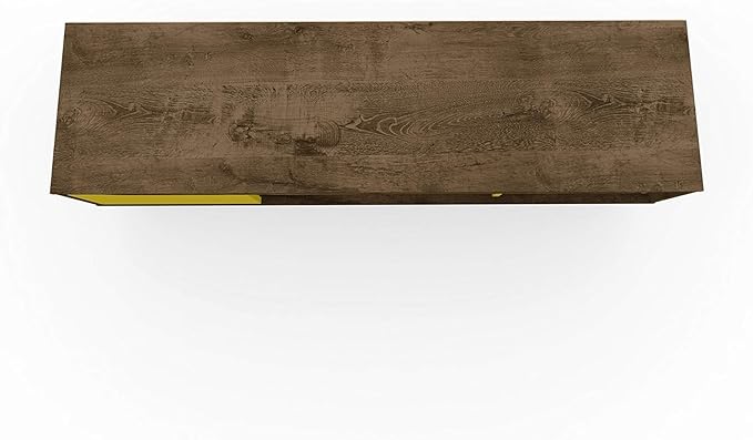 Manhattan Comfort Baxter 53.54" Mid Century TV Stand for Bedroom and Living Room Use, Entertainment Center with Storage, Shelves and Wine Racks, Ideal for 46 to 50 Inch Screens, Rustic Brown/Yellow