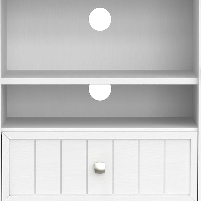 SIMPLIHOME Bedford SOLID WOOD 53 inch Wide Transitional TV Media Stand in White For TVs up to 60 inches for the Living Room and Entertainment Center