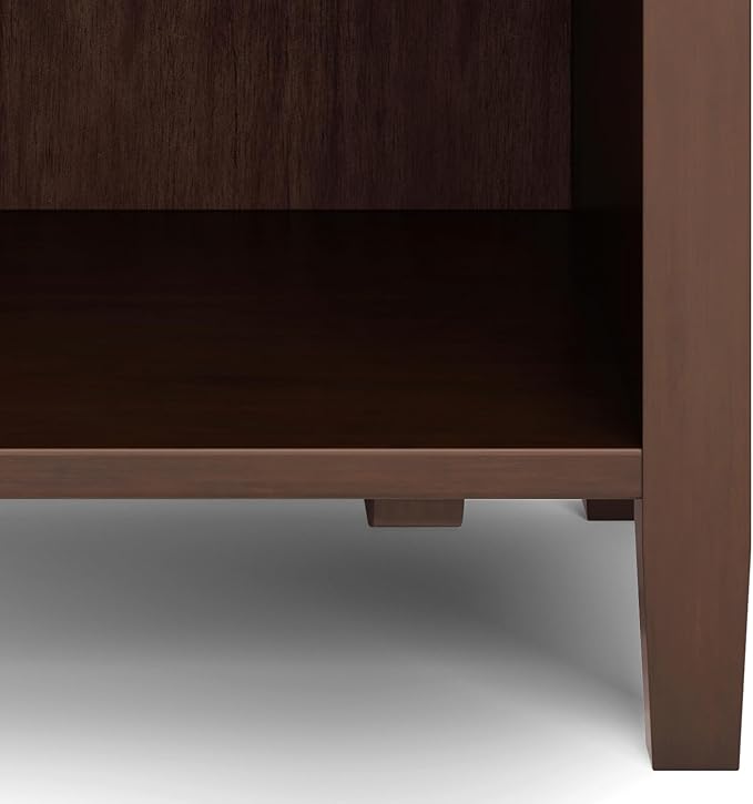 SIMPLIHOME Warm Shaker SOLID WOOD 24 Inch Wide Transitional Bedside Nightstand Table in Russet Brown, For the Living Room and Bedroom
