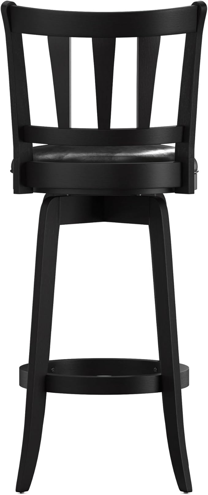 Hillsdale Presque Isle Wood Swivel Stool with Faux Leather Seat, Bar Height, Black