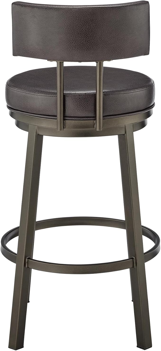 Armen Living Dalza Swivel Counter or Bar Stool in Mocha Finish with Brown Faux Leather