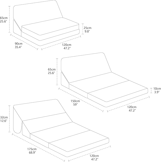 N&V Folding Chainse Lounger Bean Sofa, Foam Filling Folding Matress Sofa, Includes Removable and Machine Washable Cover, Soft Premium Faux Fur, White