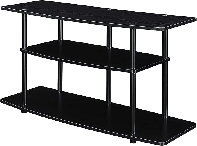 Convenience Concepts Designs2Go No Tools 3-Tier Wide TV Stand 42" - Entertainment Center for TVs up to 46 Inches, Modern TV Mount with Shelves for Living Room, Black/Black