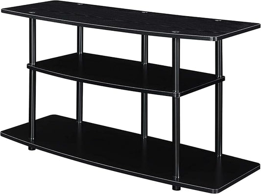 Convenience Concepts Designs2Go No Tools 3-Tier Wide TV Stand 42" - Entertainment Center for TVs up to 46 Inches, Modern TV Mount with Shelves for Living Room, Black/Black