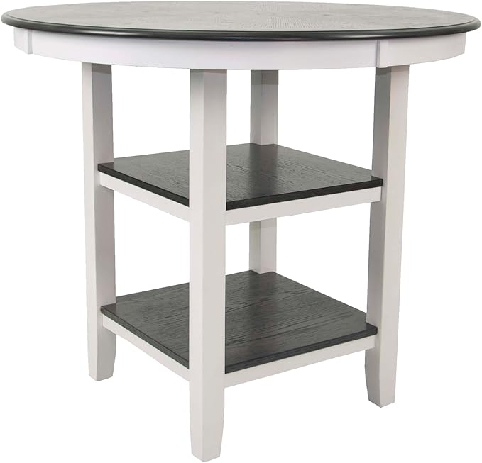 Poundex 5 Piece Counter Height Dining Set in White and Gray