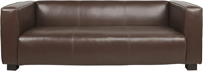Merax Mid Century Modern 3 Seater Sofa with Birch Wood Legs, 80" Wide Smooth Upholstered Couch for Living Room, Apartment, Dark Brown