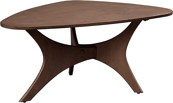 INK+IVY Blaze Triangle Wood Coffee Table Plywood with Wood Veneer Legs, Mid-Century Modern, Easy Assembly, Accent Furniture For Living Room, Minimalist Décor, Brown