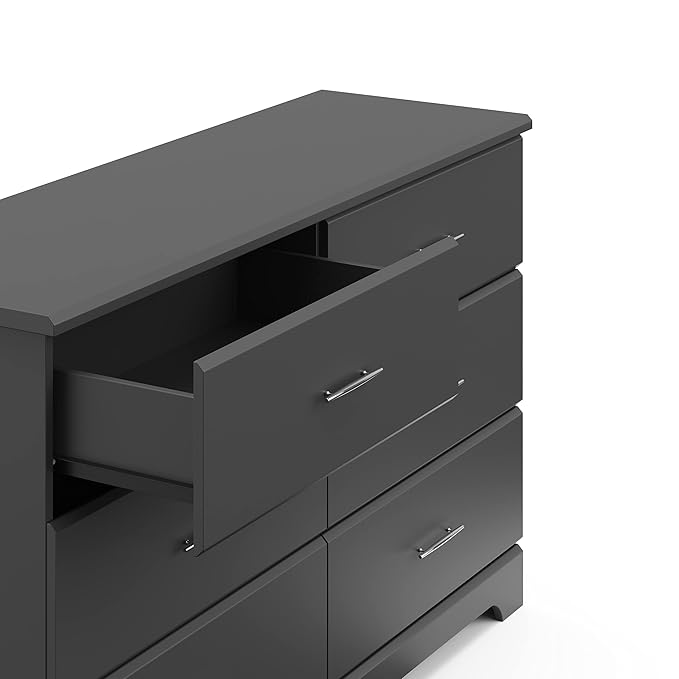 Storkcraft Brookside 6-Drawer Dresser (Gray) – GREENGUARD Gold Certified, Nursery & Kids Storage, Nursery Essentials, Kids Room Storage, Durable Bedroom Dresser