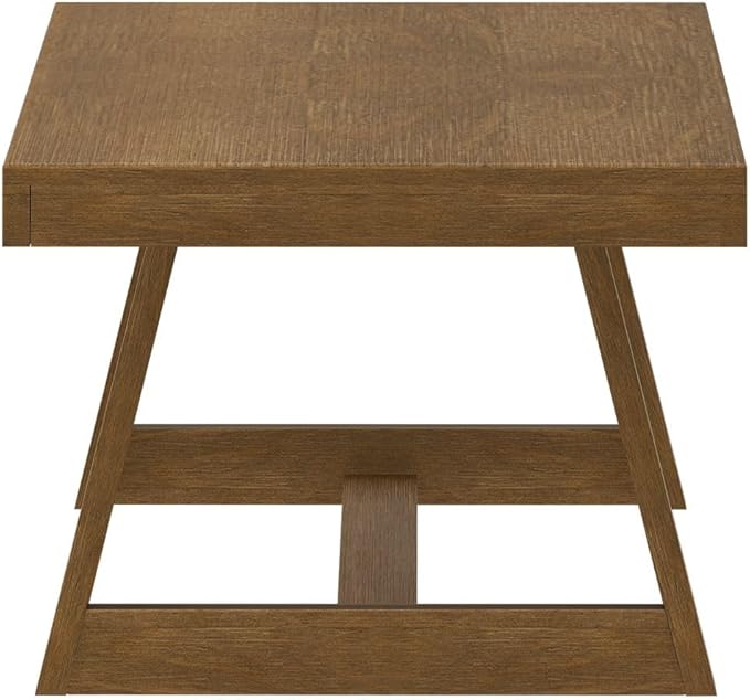Plank+Beam Classic Rectangular Coffee Table, 54 Inch Farmhouse Coffee Table, Center Table, Small Living Space Tea Table, Pecan Wirebrush