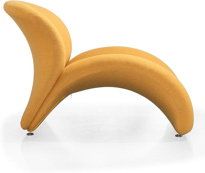 Manhattan Comfort Rosebud Modern Accent Chair Upholstered in Wool Blend, Ideal for Pop Living Room Usage, Abstract Lounge Seat with Metal Legs, Fully Assembled, Set of 2, Yellow