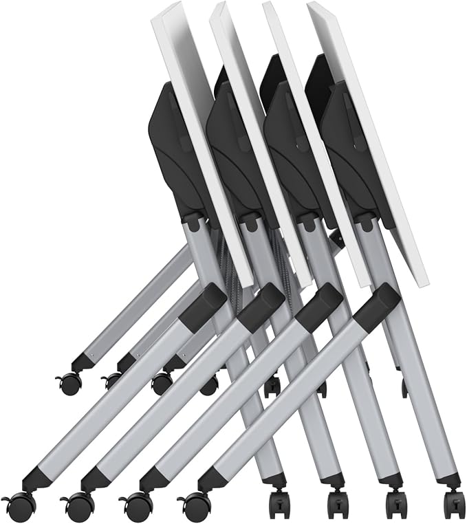 Bush Business Furniture Folding Training Table, 72 inch Desk, Commercial-Grade Bundle for Office or Classroom, Envision Collection, White