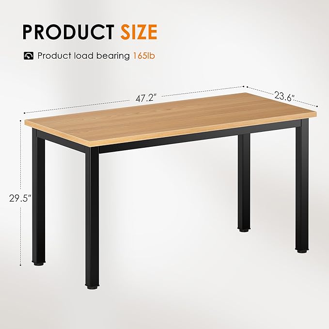 DlandHome 47 inch Computer Desk Home Office Table Writing Desk Study Table Gaming Desk Workstation (47 inch, Wood Teak)
