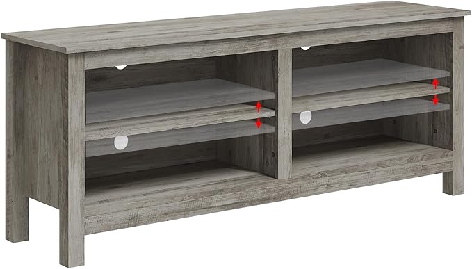Modern TV Stand for 65 inch TV, 55 Inch TV Cabinet with 4 Open Storage Shelves, Wood TV Entertainment Center for Bedroom, Living Room
