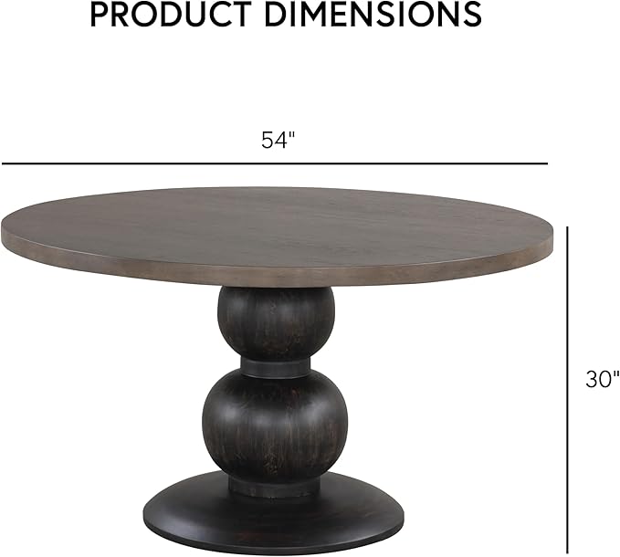 Furniture of America Lioren Modern 54-inch Round Dining Table with Turned Pedestal Base and Two-Tone Design, Seats up to 4 for Home Kitchen, Living Room, Espresso