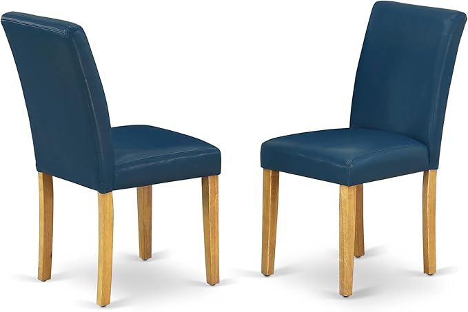 East West Furniture VAAB5-OAK-55 5 Piece Dining Table Set Includes an Oval Dining Room Table with Butterfly Leaf and 4 Oasis Blue Faux Leather Parsons Chairs, 40x76 Inch, Oak