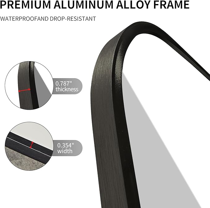 Large Modern Bathroom Mirror with Black Frame, 5mm Copper Free Silver Mirror,Black Frame, Easy Installation (Black, 48" L x 30" W)