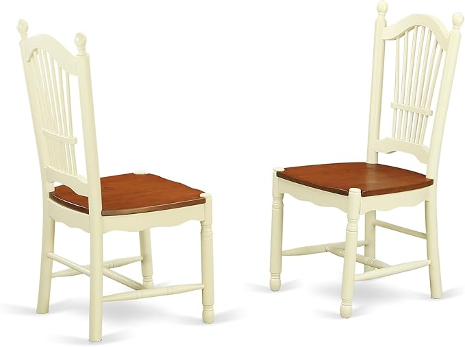 East West Furniture DOVE5-WHI-W 5 Piece Modern Dining Table Set Includes a Rectangle Wooden Table with Butterfly Leaf and 4 Kitchen Dining Chairs, 42x78 Inch, Buttermilk & Cherry