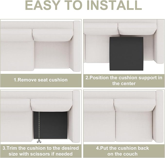 Couch Cushion Support for Sagging Seat, High-Density Curved Foam Sofa Furniture seat Couch Cushions Support Repair, 20"x20" Black Set of 1
